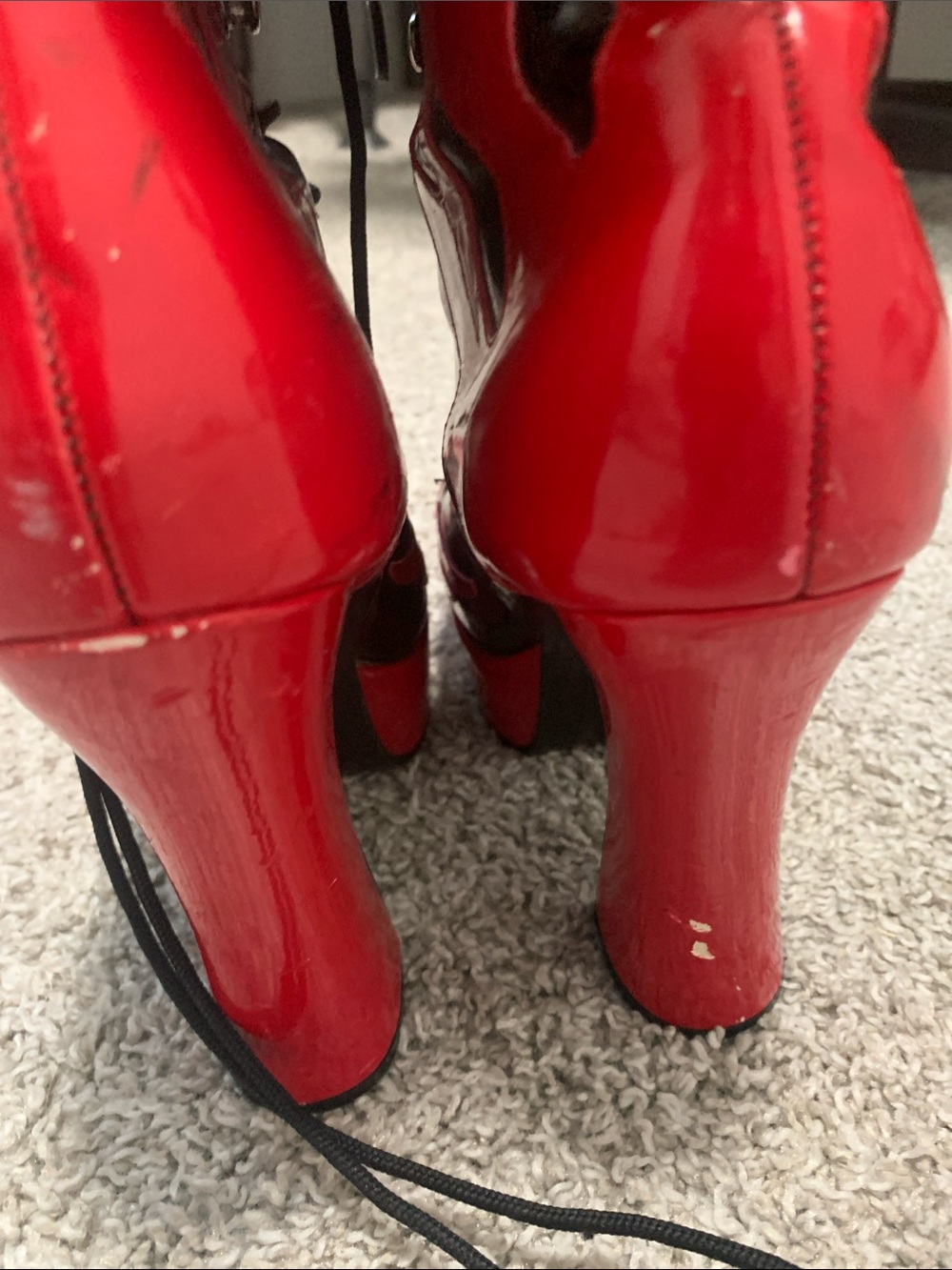 Teaser Black and Red Flames Platform Lace-Up Boots - Picture 8 of 10